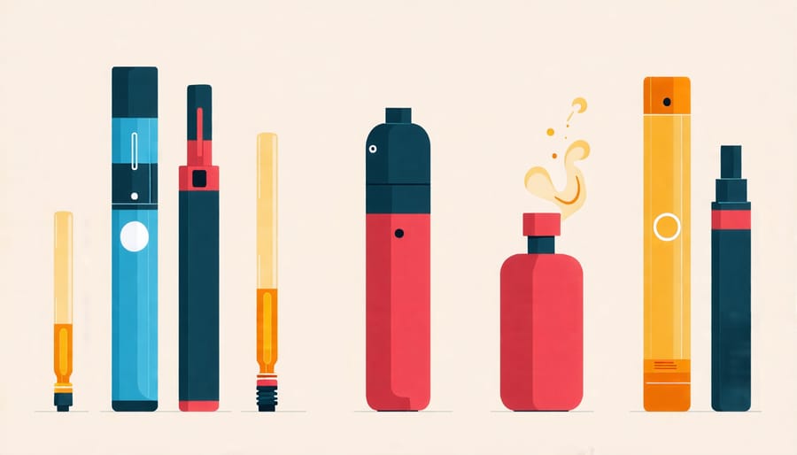 Conceptual illustration of potential health risks from vaping with disposable vape pens.