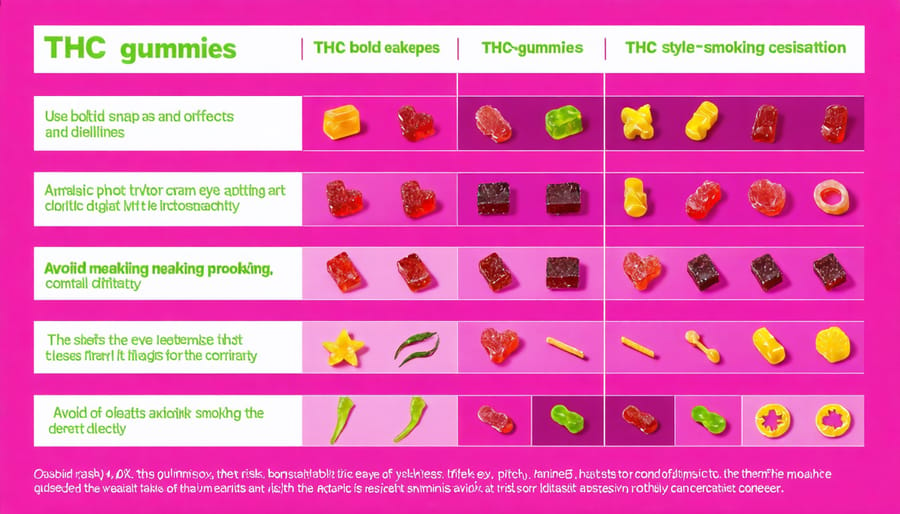 A comparative chart highlighting the health benefits and risks of using THC gummies for quitting smoking