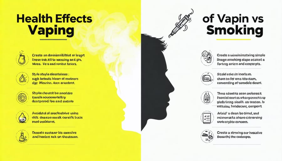 Infographic comparing health effects of vaping and smoking